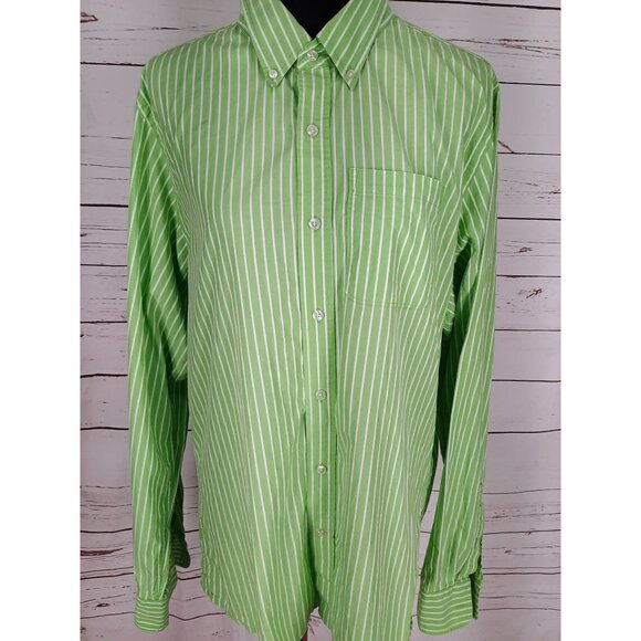 Duck Head Jeans Company XXL Athletic Fit Green White Stripe Button Up Dress Shir - Picture 5 of 7